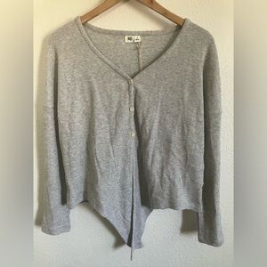 tentree Light Gray Treewaffle Tie Front Top